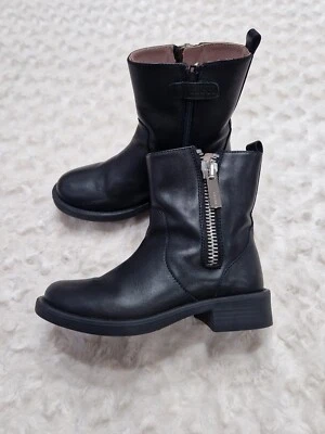 Botas de motociclista pretas de couro Gucci designer meninas tamanho 29 Reino Unido 10 muito bom estado dificilmente usadas - Imagem 1 de 4