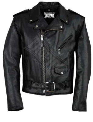 Chaqueta de cuero negra para hombre NYC 118 chaqueta de cuero de vaca talla mediana Foto 1 de 4