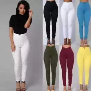 Lo último Mujeres Lápiz Elastizado Denim Ajustado Pantalones de mezclilla Pantalones de mezclilla Cintura Alta Pantalones de mezclilla - Imagen 1 de 28