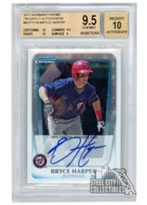 READ Bryce Harper 2011 Bowman Chrome Prospect Auto Card #BCP111 BGS 9.5 AUTO 10