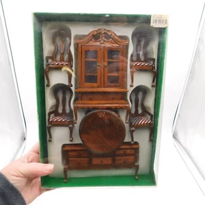 Vintage Albert E Price Puppenhaus Möbel 7 teiliges Set Holz Esszimmer - Bild 1 von 2