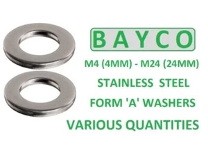 LAVATRICE PIATTA A2 / 304 RONDELLA IN ACCIAIO INOX FORMA A INOX. M4 - M24 IN STOCK - Foto 1 di 11