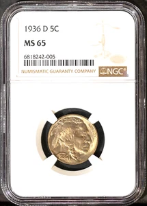 1936-D 5c Indian Head Buffalo Nickel MS 65 NGC # 6818242-005 + Bonus - Picture 1 of 2