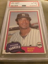 1981 Topps Rudy May Baseball Card #179 PSA 6 Yankees Pitcher