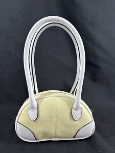 No Boundaries Womens Purse Small Contemporary Bowler Bag Yellow White