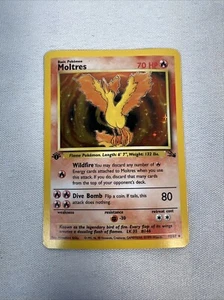 1999 Pokemon Moltres Holo Rare 1st Edition Fossil 12/62 LP/MP - Picture 1 of 6
