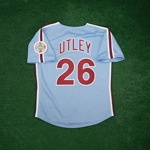 Chase Utley 1984 Philadelphia Phillies Cooperstown Men's Blue Away Jersey - Picture 1 of 9