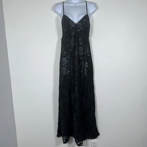 Victorias Secret Gold Label Babydoll Maxi Slip Gown Y2K Sz L Black Floral Sheer - Picture 1 of 17