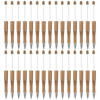 Beadable Pens, 30 Pack Black Ink Plastic Bead Pen DIY Ballpoint Pens, Golden - Image 1 of 4