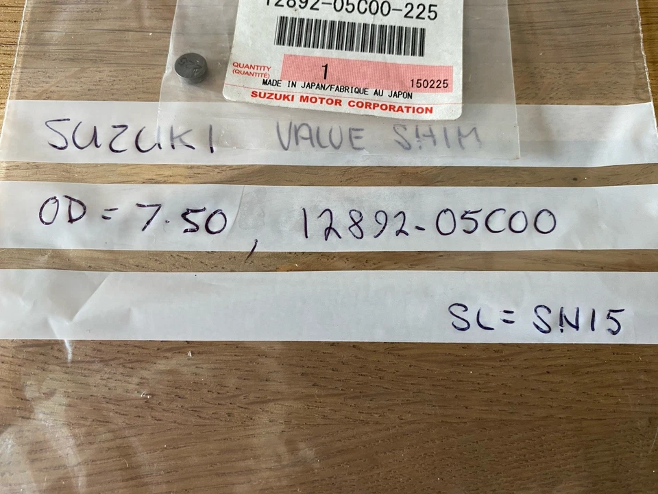 Suzuki valve tappet shim T = 225 , GSXR GSX-S SV DL RMZ RF AN , See below - Image 1 of 1