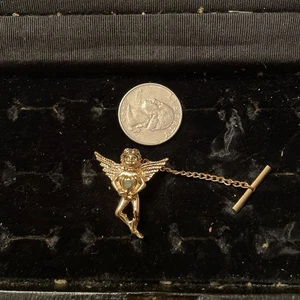 VTG Gold Plated Guardian Angel Tie Pin  - Picture 1 of 3