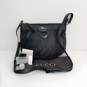 NUEVO BOLSO BANDOLERA MENSAJERO DE CUERO NEGRO LONA SATINADA CON LOGOTIPO GUCCI GG - Imagen 1 de 21