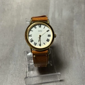 Vintage SWW Damenuhr Quarz goldfarben Japan Uhrwerk braun 30 mm - neue Batterie " - Bild 1 von 7