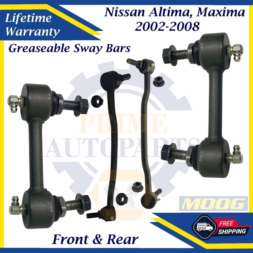 Barras estabilizadoras delanteras y traseras MOOG OEM para Nissan Altima/Maxima 2002-2008 guerra de por vida. Foto 1 de 4