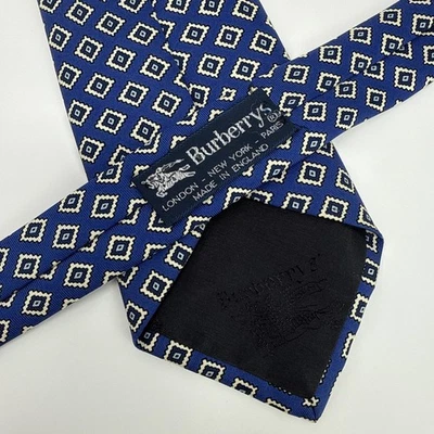 Gravata de seda Burberrys of London azul geométrica padrão diamante - Imagem 1 de 4