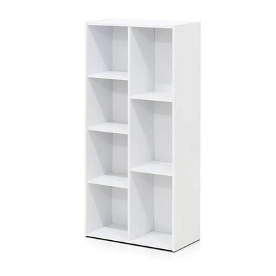Furinno Bookcase 7-Shelf Standard White Faux Wood 41.7" Storage Compact Design - Image 1 of 4