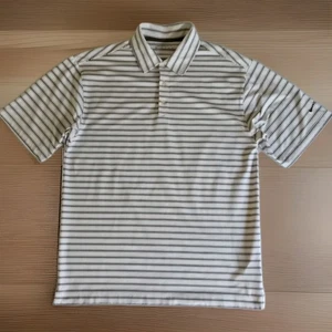 Nike Golf Dri-Fit Polo Shirt White/ Brown Striped Performance  Men's Size Medium - Picture 1 of 8