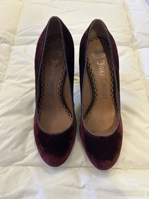 Juicy Couture «Роза» винного цвета бархата каблуки размер 7 розничной $225 Y2K - Изображение 1 из 4