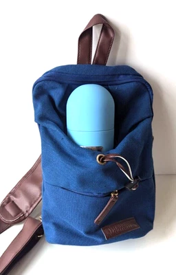 Denim Sling Shoulder Bag Backpack W/Thermal Bottle Holder & Bottle Hiking School - Image 1 of 4