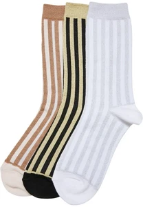 Urban Classics Lurex Stripes Socks 3-Pack Socks Metallisiertes Yarn - Picture 1 of 8