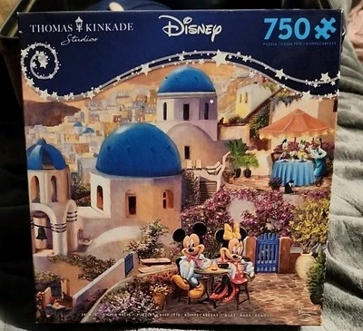 Thomas Kinkade - Disney - Mickey & Minnie Mouse en Grecia - 1000 piezas puzzle.NUEVO Foto 1 de 3