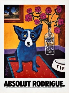 1998 ABSOLUT RODRIGUE blauer Hund George Rodrigue Wodka Flasche Kunst Vintage PRINT AD - Bild 1 von 1