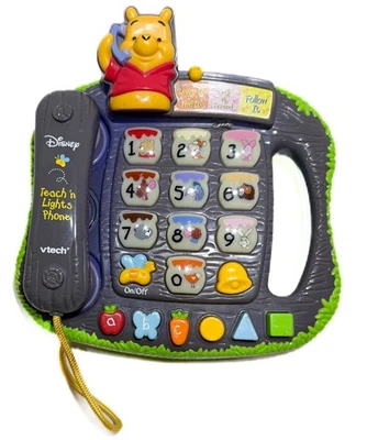TESTED VTech Disney Winnie The Pooh & Friends Teach ‘n Lights Phone Learning Toy - Image 1 of 4