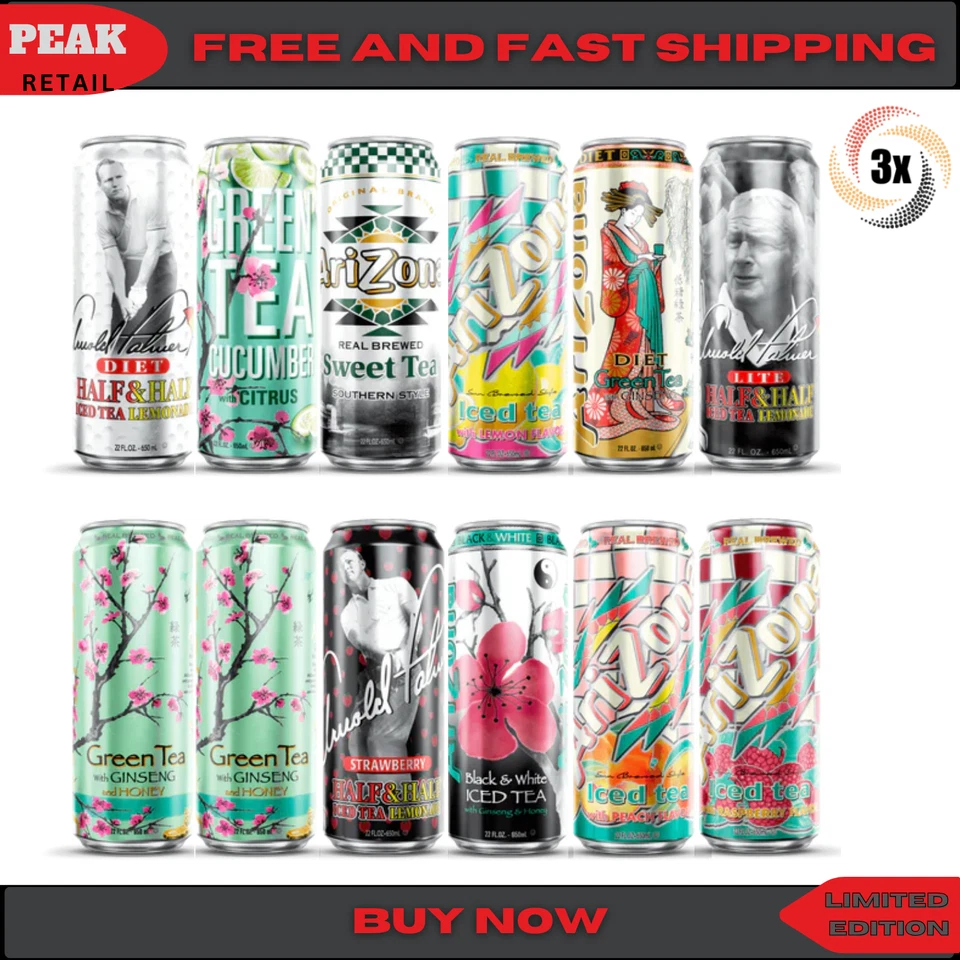 Paquete de 3 latas Arizona variedad varios sabores 23 oz (¡mezcla y combina sabores!) Foto 1 de 1