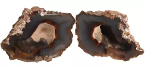 Coppia Agata Cratere (Orellanita), Geode tagliato a metà e Lucidato, Chubut, Patagonia - Foto 1 di 24