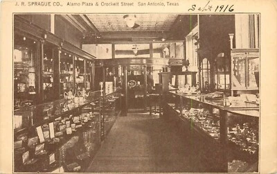 Cartão postal 1916 J.R. Sprague Company Store Interior, San Antonio, Texas -MUITO RARO - Imagem 1 de 2