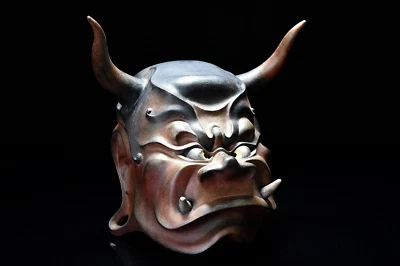 Máscara de bronce Yabuuchi Satoshi Gozu Tenno deidad japonesa del sintoísmo y el budismo Foto 1 de 4
