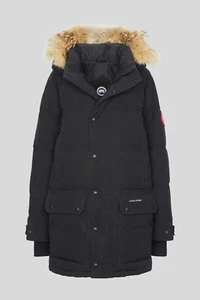 Canada Goose Emory Parka Down Winter Coat Fur Trim Black Small Fusion Fit - Picture 1 of 13