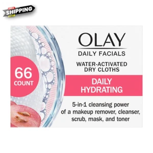 Olay Daily Facials Daily Clean Wipes, 4-in-1 Water Activated Cloths, 66 counts. - Picture 1 of 8