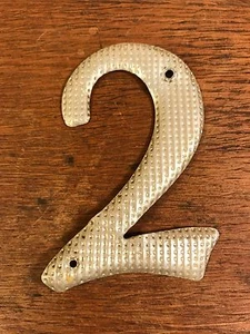 Vintage Salvaged 1950's/60's Retro Aluminum House Sign Address Number 2 (3.5") - Picture 1 of 3