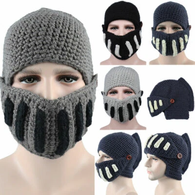 Hombres Caballero Romano Tejido Sombrero Gladiador Boca Máscara Gorra Gorro Esquí Sombrero Cálido Viaje Foto 1 de 4