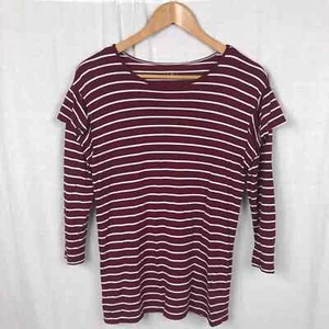 Ann Taylor LOFT Women's Striped Ruffle 3/4 Sleeve Shirt Red White Size Small - Bild 1 von 5
