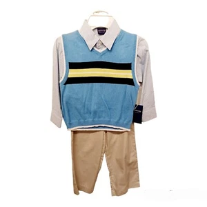 Arrow Boys 3 Pc Pant Suit-4-Shirt-Sweater Vest-Pants-Light Blue - Picture 1 of 5