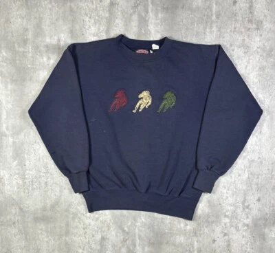 Vintage 90s Nutmeg Football Sweatshirt Blue Embroidered size M - Imagem 1 de 4