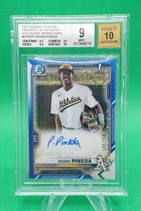 2021 Bowman Chrome Prospect Auto HTA Choice Ref /150 Pedro Pineda BGS 9/10 PN1