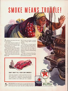Vintage 1941 Texaco Havoline Oil Woman Opening Oven That's Smoking Advertisment - Picture 1 of 1