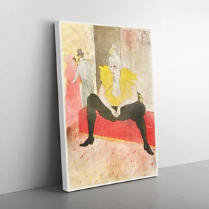 The Seated Clowness By Henri De Toulouse-Lautrec Canvas Wall Art Print Framed - Picture 1 of 6