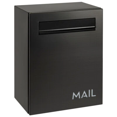 OPEN BOX - Modern Dark Stainless Locking Mailbox - 15.75"H x 11.75"W x 7.5"D - Image 1 of 4