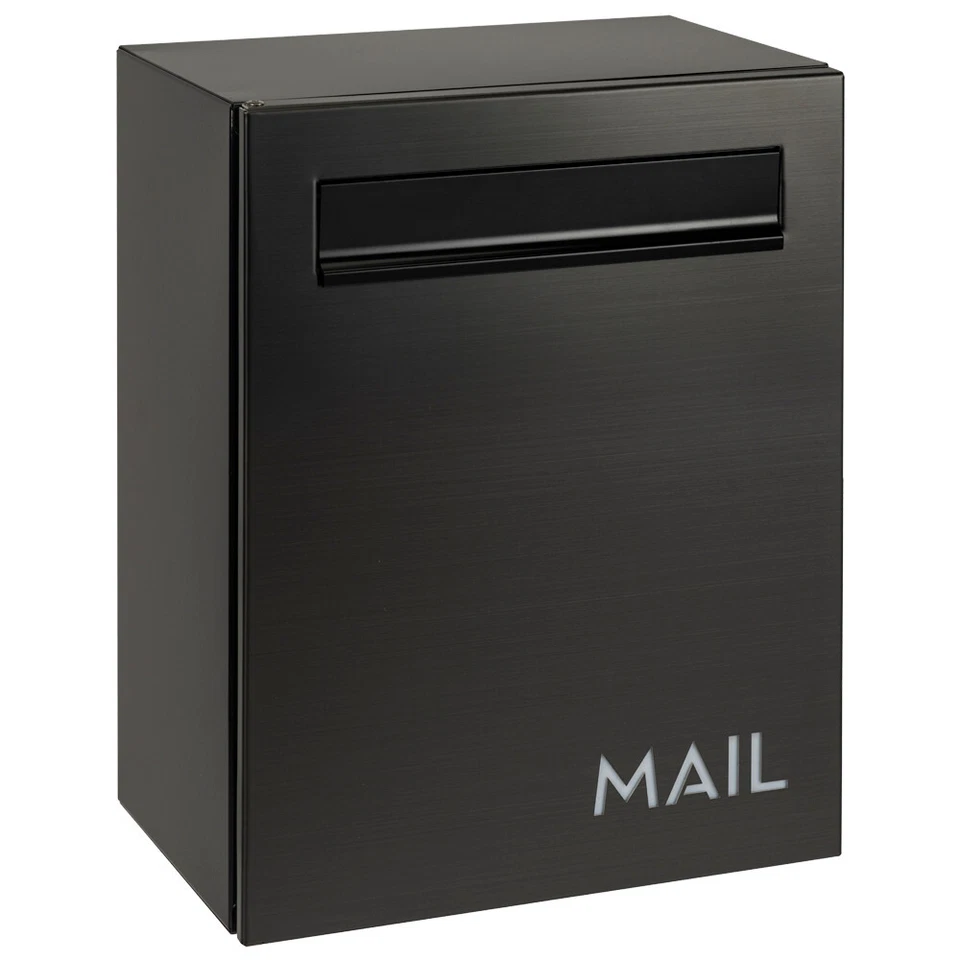 OPEN BOX - Modern Dark Stainless Locking Mailbox - 15.75"H x 11.75"W x 7.5"D - Image 1 of 4
