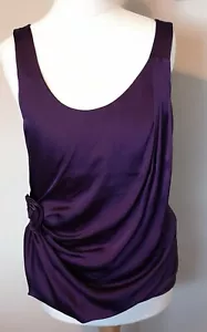H&M Purple Silky Satin Camisole Top Size EUR 32 Bubble Hem Rose Trim - Picture 1 of 6