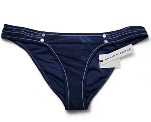 NWT ROBIN PICCONE Valeria Stitched Low Rise Bikini Bottom Indigo Blue Size L - Picture 1 of 6