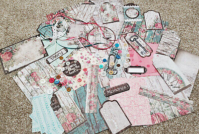 Junk Journal Kit - Shabby Chic - Scrapbook Papers - Rustic Roses/Ribbons/Lace #2 • 11.32€