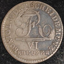 1807 German States/Wurttemberg 6 Kreuzer VF