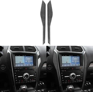 2 PCS Real Carbon Fiber Dash Infotainment System Sides Panel Fits 16-19 Explorer - Picture 1 of 7