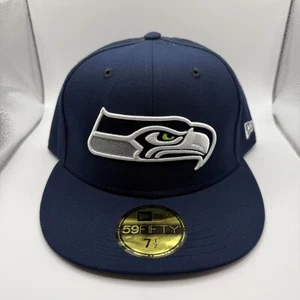 New Era 59FIFTY Seattle Seahawks Classic Navy Blue Fitted Hat Size 7 1/2 - Picture 1 of 5