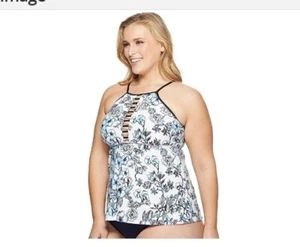 Athena Übergröße Garten Party Fly-Away Tankini mit hohem Ausschnitt, Damen-Bademode, 22W - Bild 1 von 1